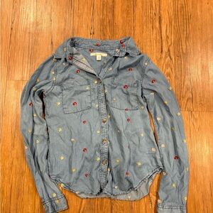 Miami Light Blue Shirt with Red and Green Embroidery